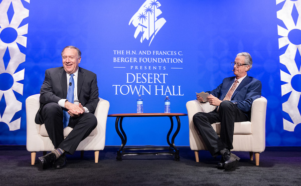 Brian Harnik moderates a discussion with Former United States Secretary of State Mike Pompeo
